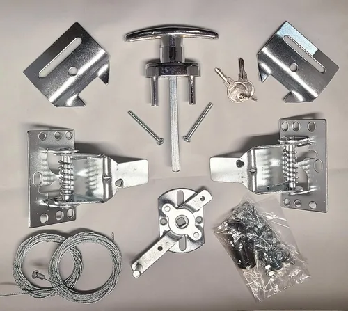 Vista 6 de Kit universal de cerradura de puerta de garaje con pestillo de resorte y manija con llave