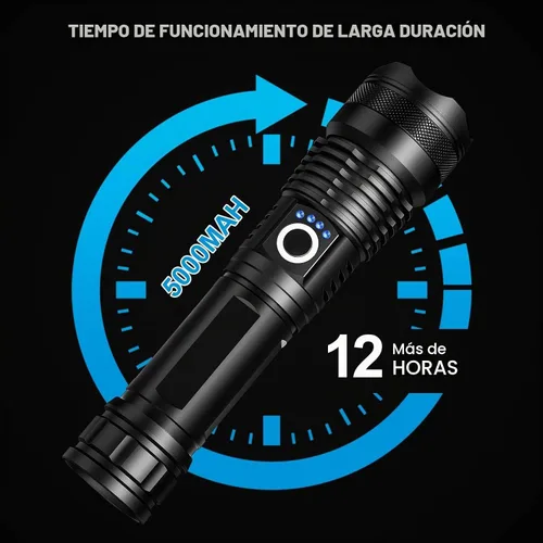 Vista 3 de Paquete de 3 linternas LED recargables de alto lumen, linterna súper brillante de 90,000LM, linterna potente ajustable de 5 modos con cable USB