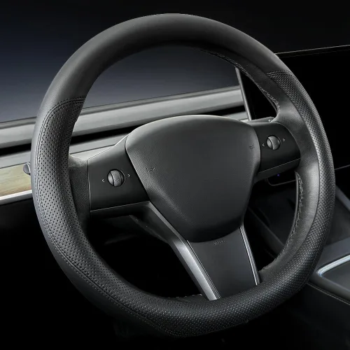 Vista 10 de Carodi Funda de gamuza para volante de automóvil, adecuada para funda de volante Tesla Model 3/Model Y