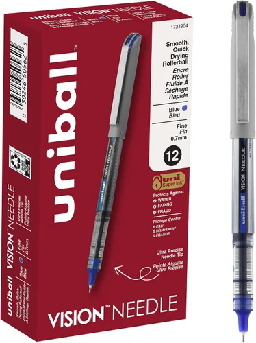 Vista 9 de Bolígrafo de punta rodante Uniball Vision - Paquete de 12, bolígrafos negros, tamaño de punta micro de 0.5 mm - Escritura suave, bolígrafos