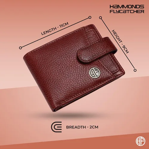 Vista 5 de Cartera de piel de napa marrón con protección RFID para hombre, 5 ranuras para tarjetas, 1 bolsillo para monedas, 2 compartimentos ocultos, 2