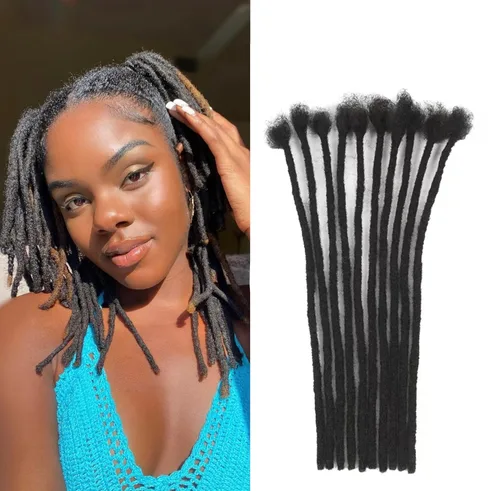Vista 11 de Extensiones de cabello humano Loc de 0.2cm de ancho, 4 pulgadas, 10 hebras, extensiones de rastas de cabello humano 100% hechas a mano, permanentes