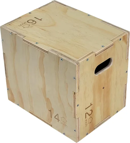 Vista 8 de Fitvids Plataforma de ejercicio de madera antideslizante de 16 x 14 x 12 pulgadas, equipo de entrenamiento pliométrico para gimnasio en casa, caja