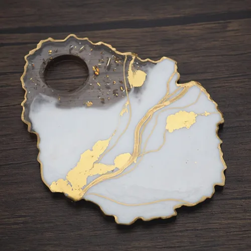 Vista 7 de Paleta de pintura para artistas, molde de silicona, posavasos de ágata, resina epoxi para hacer rebanadas de ágata, paleta de maquillaje, arte