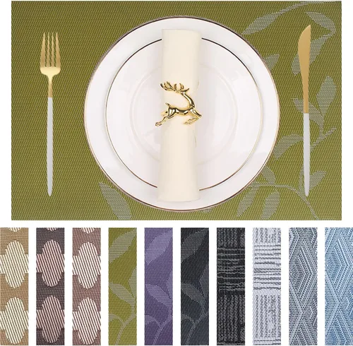 Vista 9 de Manteles individuales de vinilo resistentes al calor, lavables, fáciles de limpiar, manteles individuales de plástico para cocina, mesa de comedor