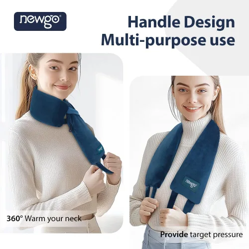 Vista 6 de NEWGO Envoltura térmica para aliviar el dolor de cuello para microondas con correas, almohadilla térmica reutilizable de terapia caliente
