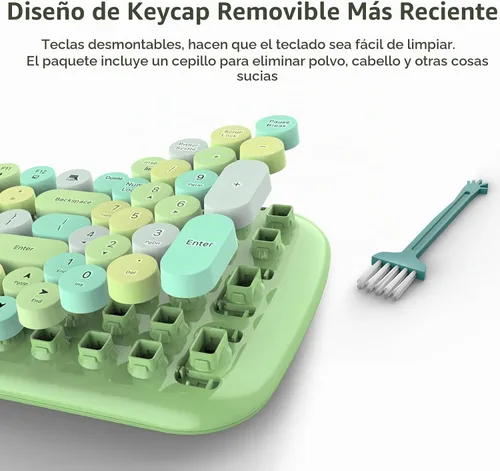 Vista 5 de [Usado] Combo de teclado y mouse inalámbricos, MOWUX - Diseño moderno compacto, mouse compacto de caramelo colorido y teclado redondo retro