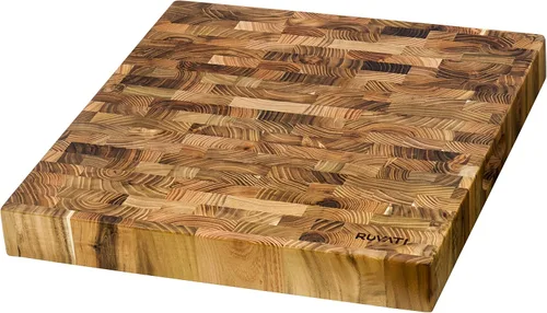 Vista 9 de Ruvati RVA2445ACA Tabla de cortar grande de madera maciza con bloque de carnicero de acacia de grano final de 17 x 16 x 2 pulgadas de grosor