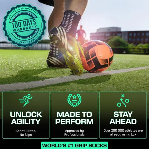 Vista 3 de LUX Sports Calcetines de Doble Agarre - Calcetines de Agarre para Fútbol para Hombres y Mujeres. Rendimiento y Comodidad GripArray