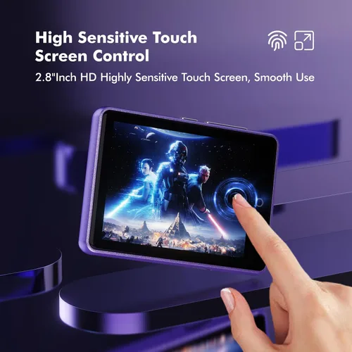 Vista 4 de Reproductor MP3 de 64 GB con Bluetooth 5.3, pantalla táctil de 2.8 pulgadas, sonido de alta fidelidad, reproductor MP4 portátil de música