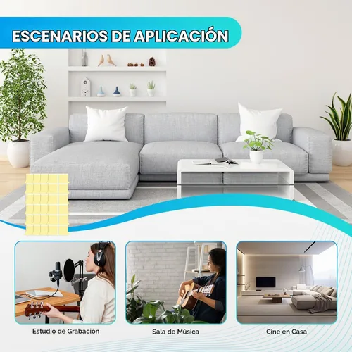 Vista 4 de Knightsacoustic Cinta cuadrada de doble cara resistente, 120 unidades, adhesivo para espuma acústica, almohadillas adhesivas para paneles de pared