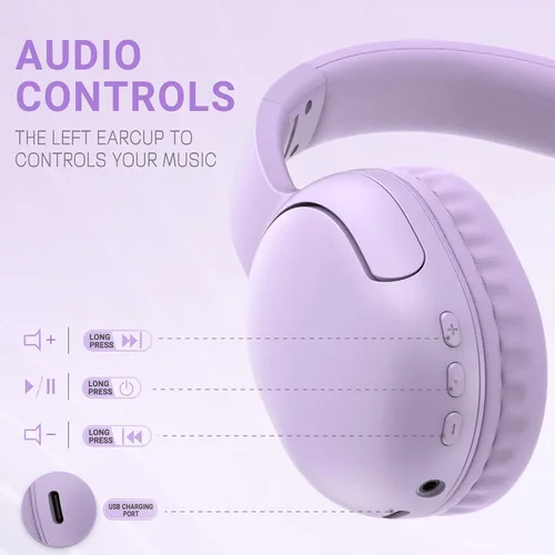 Vista 2 de LORELEI B-E5 - Auriculares Bluetooth para niños, auriculares inalámbricos para niños, plegables, 40 horas de reproducción, micrófono incorporado