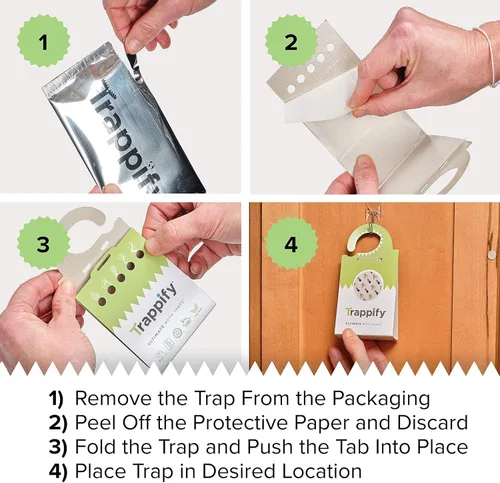 Vista 5 de Trappify Trampas adhesivas para polillas para ropa, trampas para polillas de despensa de monitoreo para interiores de casa, trampa de pegamento