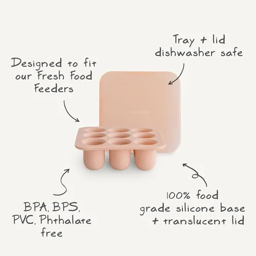 Vista 8 de mushie Bandeja de congelador con tapa para alimentos frescos para bebés congelados, 9 tazas x 0.5 onzas, contenedor de almacenamiento sin BPA (rubor)