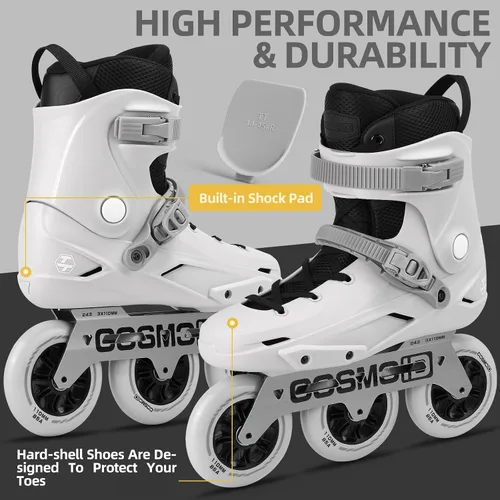 Vista 5 de TT3 Patín en línea para adultos - Patines de alto rendimiento COSMOID para mujeres y hombres, 3 ruedas de 110mm con marco de metal
