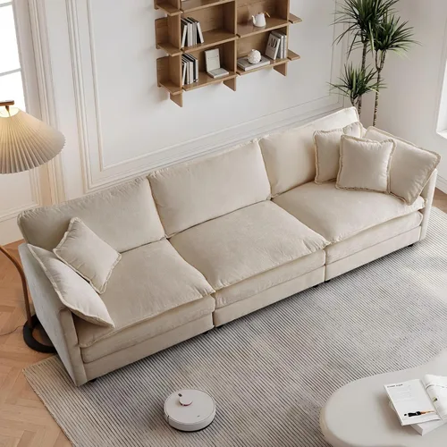Vista 32 de Sofá seccional modular convertible de 76.7", sofás de dos plazas de chenilla con asiento profundo y cojines tipo loveseat para sala de estar, Beige