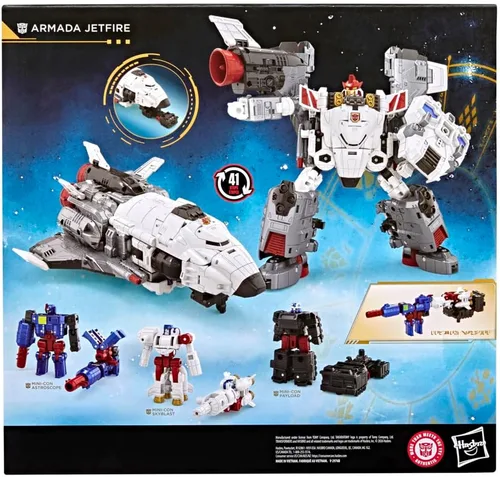 Vista 4 de Transformers Age of the Primes Armada Jetfire, Figura de acción de conversión de clase Commander de 8 pulgadas con 3 figuras Mini-Con, juguetes