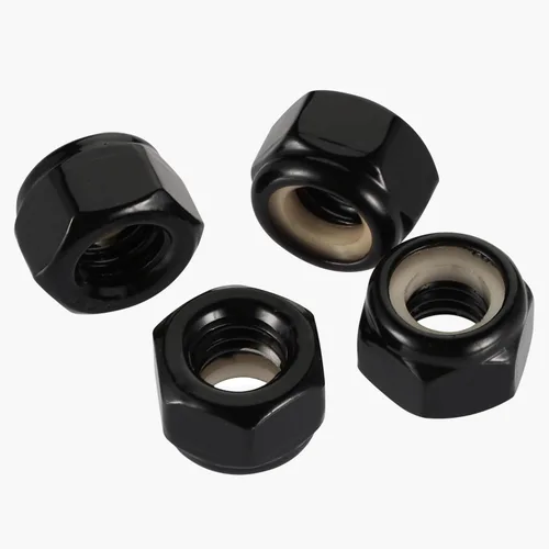 Vista 6 de Tuerca de bloqueo hexagonal de nailon 1/2-13, tuercas de seguridad de acero inoxidable 304 18-8 óxido negro, paquete de 10