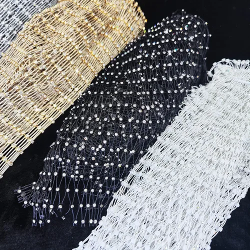 Vista 7 de Bufanda para la cabeza con diamantes de imitación para mujer, gorra elástica, turbante, diadema de discoteca, gorra de malla de cristal, redecillas