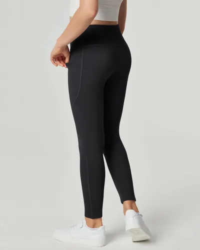 Vista 3 de IUGA Leggings con forro polar para niñas, pantalones de yoga de cintura alta con bolsillos, leggings de invierno para niñas, leggings atléticos