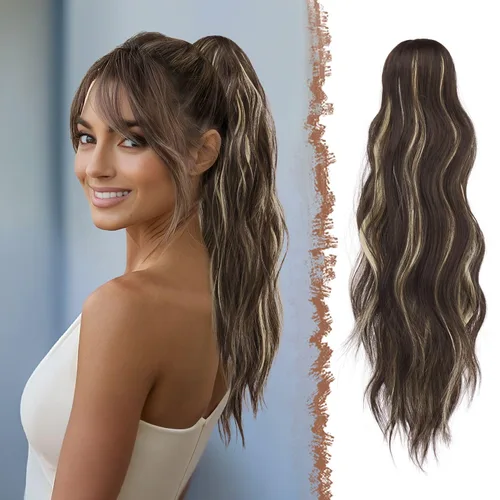 Vista 11 de FESHFEN Extensiones de Cola de Caballo, Pieza de Cabello de Cola de Caballo Larga con Pinza de Garra, Pieza de Cabello Sintético de Colas de Caballo