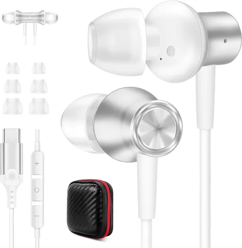 Vista 9 de Jiunai - Auriculares USB C para iPhone 18 Pro tipo C con micrófono negro Negro dorado