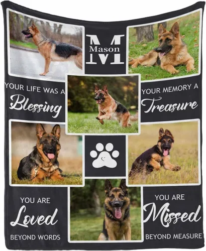 Vista 33 de InterestPrint Manta de perro personalizada en memoria amorosa de la pérdida con imágenes y nombre, regalo personalizado de recuerdo de condolencias