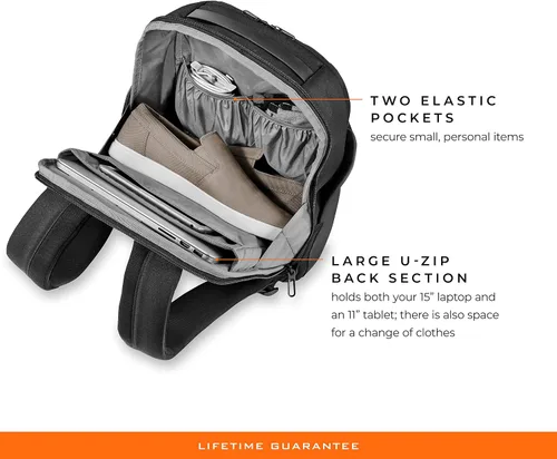 Vista 4 de Briggs & Riley Mochila mediana Delve, Negro -, Briggs & Riley Delve - Mochila mediana para laptop, se adapta a portátiles de hasta 15 pulgadas