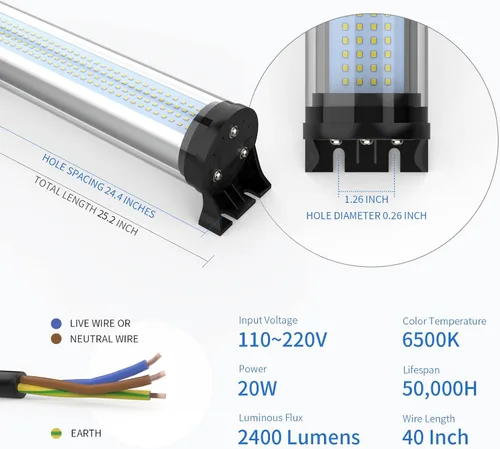 Vista 6 de 20W IP66 luces a prueba de explosiones llevó la luz del tubo de trabajo de la luz de la máquina Iluminación industrial para la máquina CNC 110V a