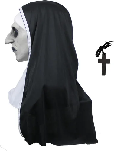 Vista 3 de Máscara de monja, máscara de disfraz de monja de cabeza completa para accesorios de fiesta de Halloween