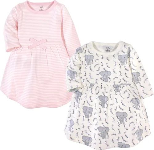 Vista 10 de Touched by Nature - Vestidos de manga corta y manga larga de algodón orgánico para niñas pequeñas, bebés y mujeres Manga larga con flores abstractas