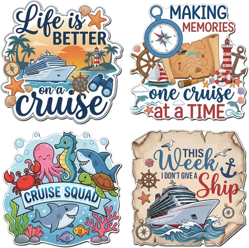 Vista 15 de Hoteam 4 piezas decoraciones magnéticas para puerta de crucero para parejas, imanes náuticos divertidos y resistentes al agua para marido y esposa