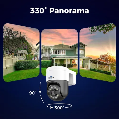 Vista 2 de Hiseeu Seguimiento automático + audio de 2 vías: cámara de seguridad con cable PoE de 5MP para exteriores, PTZ 300° Pan 90 Tilt Digital Zoom