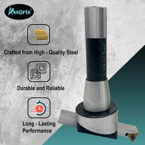 Vista 26 de Cortador de moscas de diámetro de cabeza de 2" pulgadas (1.969 in) para fresado y máquina de torno con broca de inserción de carburo reemplazable