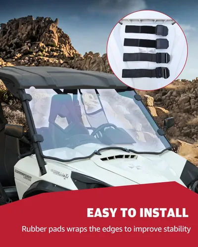 Vista 4 de A & UTV PRO Parabrisas delantero completo para Can Am Commander 800/1000 de 2011-2020 / Accesorios de ventana MAX, Parabrisas resistente