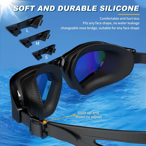 Vista 6 de Whale Gafas de natación A1 GE Nano de larga duración, antivaho UV, unisex, cómodas, visión clara