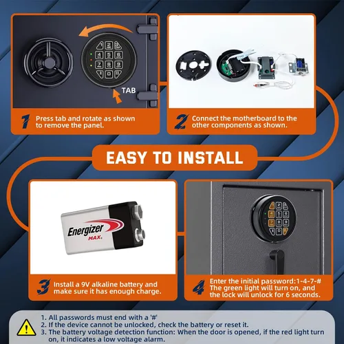 Vista 5 de Teclado electrónico del reemplazo de la cerradura segura del arma con la cerradura del solenoide - negro Gun Safe Lock with Programmable