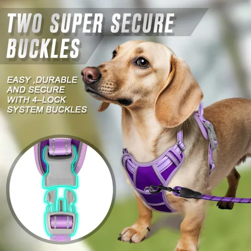 Vista 205 de BARKBAY - Arnés para perro sin tirones con clip frontal, material resistente y reflectante, asa de fácil control para pasear perros grandes