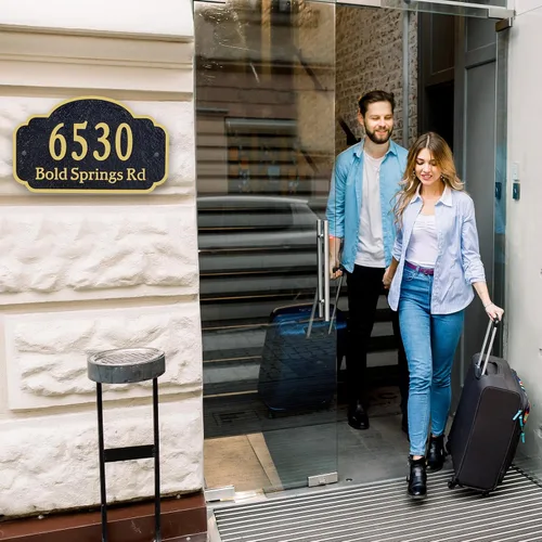 Vista 7 de Placa de dirección personalizada, placa de letrero de número de casa tallada a mano, números de dirección personalizados para entrada exterior
