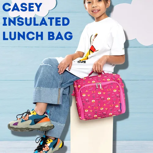 Vista 2 de J World New York Casey - Lonchera pequeña para adultos. Lonchera aislada de tamaño mediano para niños, color negro, 9.5 x 10 x 3.5 pulgadas