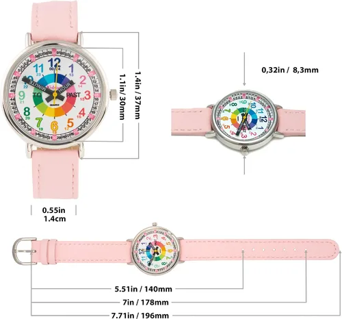 Vista 4 de Kiddus Educational Kids Watch for Children Boy and Girl. Analogue Time Teacher Wristwatch with Exercises. Japanese Quartz Movement. Easy to Read and