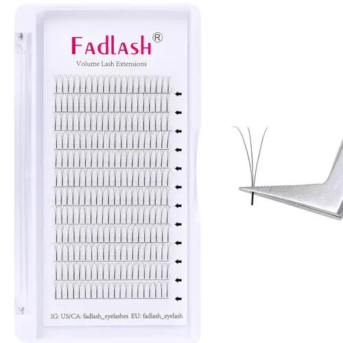 Vista 42 de FADLASH Extensiones de pestañas postizas en abanico con base puntiaguda 10D, extensiones de pestañas postizas de tallo medio, extensiones