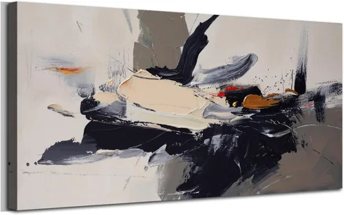 Vista 21 de Arjun Pintura de Paisaje Puesta de Sol Montaña Lago Arte de Pared en Lienzo con Textura Enmarcado Grande 40"x20"- Impresiones de Cuadros Serenos