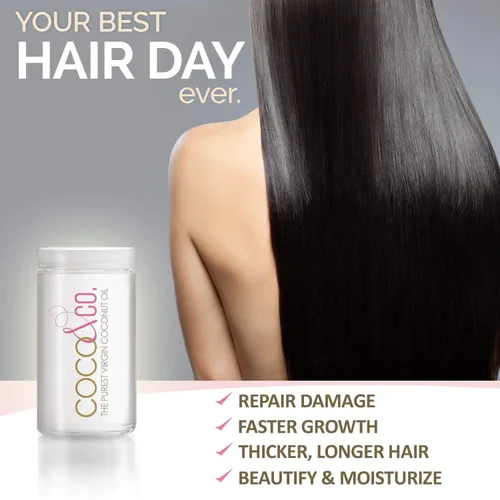 Vista 5 de COCO & CO. Aceite de coco orgánico puro extra virgen para cabello y piel, grado de belleza, mini frasco, 2 onzas (2 onzas (paquete de 4))