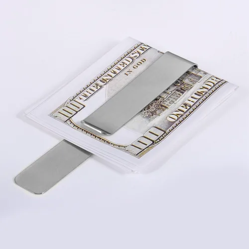 Vista 4 de VALYRIA Sujetador de dinero o tarjetas de crédito de acero inoxidable plateado con forma de clip