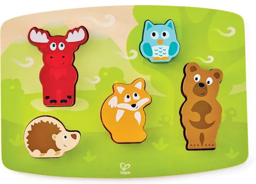 Vista 2 de Hape Forest Animal - Juego de rompecabezas táctil, multicolor, 5 x 2 pulgadas