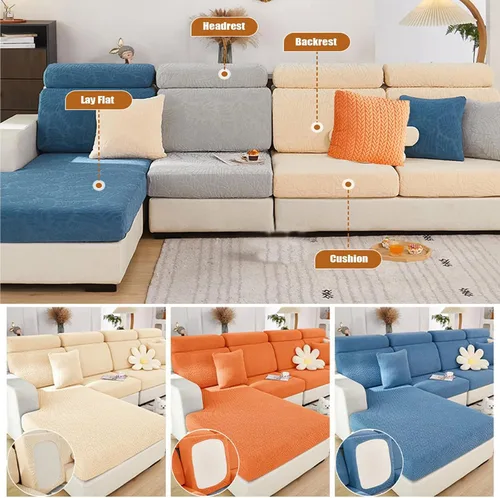 Vista 2 de Funda universal para sofá resistente al desgaste, protector de sofá elástico antideslizante, se adapta a sofás seccionales, de 3/4 plazas, lavable a