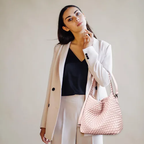Vista 6 de Woven Bag for Women, Vegan Leather Tote Bag Retro Handbag, Handmade Large Shoulder Bags Crossbody Bags Summer Beach Purse