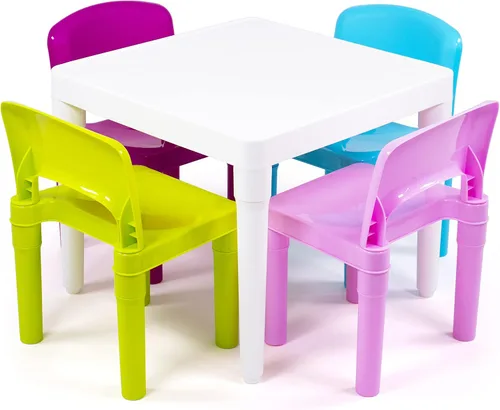 Vista 11 de Humble Crew Tot Tutors - Juego de mesa y 4 sillas de plástico, color azul aguamarina