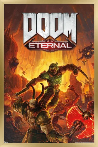 Vista 15 de Trends International Doom Eternal - Póster de pared Marauder, 22.4 pulgadas de largo x 14.7 pulgadas, versión enmarcada en madera de granero